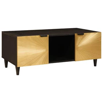 vidaXL Salontafel Zwart en Goud 100 x 54 x 40 cm Bewerkt, Maison & Meubles, Verzenden