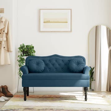 vidaXL Bankje met kussens 120,5x65x75 cm fluweel blauw, Verzenden, Nieuw