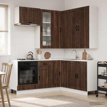vidaXL Keukenblok PORTO 8 st Bruin eiken Bewerkt hout, Verzenden, Nieuw