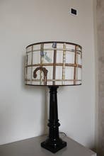 Tafellamp - lampenkap met vintage stof Fornasetti Milano -