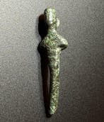 Romain antique Bronze Amulette-pendante anthropomorphe en