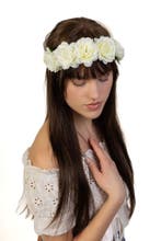 Bloemenkrans Haar Rozenkrans Wit Witte Bloemen Haarband Diad, Ophalen of Verzenden, Nieuw