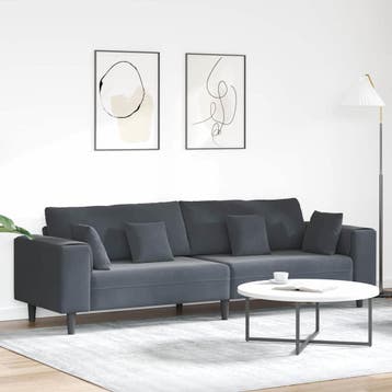 vidaXL bank / zetel Donkergrijs 250 x 77 x 76 cm Fluweel, Verzenden