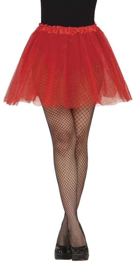 Rode Tutu Dames Glitter 40cm, Hobby en Vrije tijd, Feestartikelen, Nieuw, Verzenden