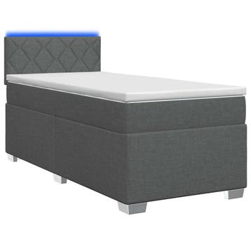 vidaXL Boxspringbed met matras en LED Donkergrijs 90 x 190, Maison & Meubles, Verzenden