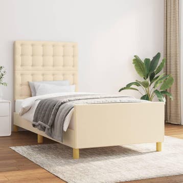 vidaXL Bedframe met hoofdeinde stof crèmekleurig 80x200 cm, Verzenden, Nieuw