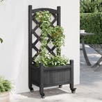vidaXL Plantenbak met latwerk en wielen massief vurenhout, Tuin en Terras, Verzenden, Nieuw