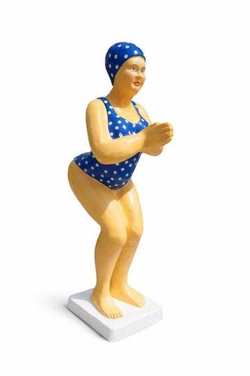 Beeld, large garden statue 110 cm high lady in bathing suit