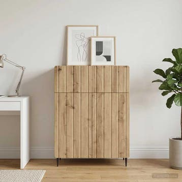 vidaXL Dressoir Artisanaal eiken 66 x 34,5 x 92 cm Bewerkt, Verzenden, Nieuw