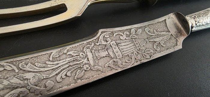 Service à Fromage 2 Pièces - Bestekset (2) - .950 zilver -, Antiek en Kunst, Antiek | Zilver en Goud