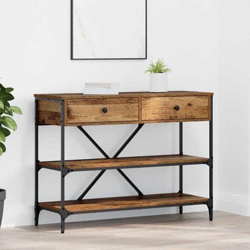 vidaXL Wandtafel met lade met plank Bruin 100 x 34,5 x 75 cm, Verzenden