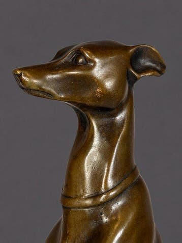 Alfred Barye (1839-1882) - Sculpture, Hazewindhond - 26 cm -, Antiquités & Art