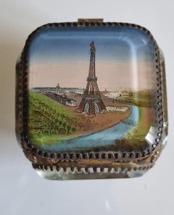 Kist - Brons, Glas, Zijde - Napoléon III, Antiek en Kunst