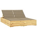 vidaXL Ligbed tweepersoons met beige kussens geïmpregneerd, Verzenden, Nieuw