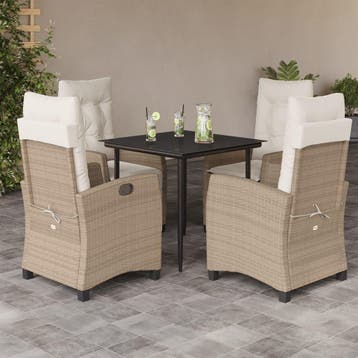 vidaXL 5-delige Tuinset met kussens poly rattan beige, Verzenden, Nieuw, Tuinset