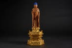 Amitabha Buddha Sculpture with Halo and Pedestal - sculptuur