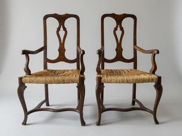 Stoel (4) - Set van vier 19e-eeuwse provinciale eetstoelen, Antiek en Kunst, Antiek | Overige Antiek