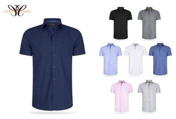 2dekans | Cappucino Overhemd - Lichtblauw - Maat S, Kleding | Heren, Ophalen of Verzenden, Nieuw