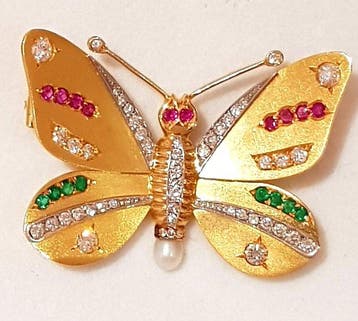Broche - 18 carats Or jaune Diamant (Naturelle) - Diamants