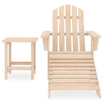 vidaXL Tuinstoel Adirondack met voetenbank en tafel massief, Tuin en Terras, Verzenden, Nieuw