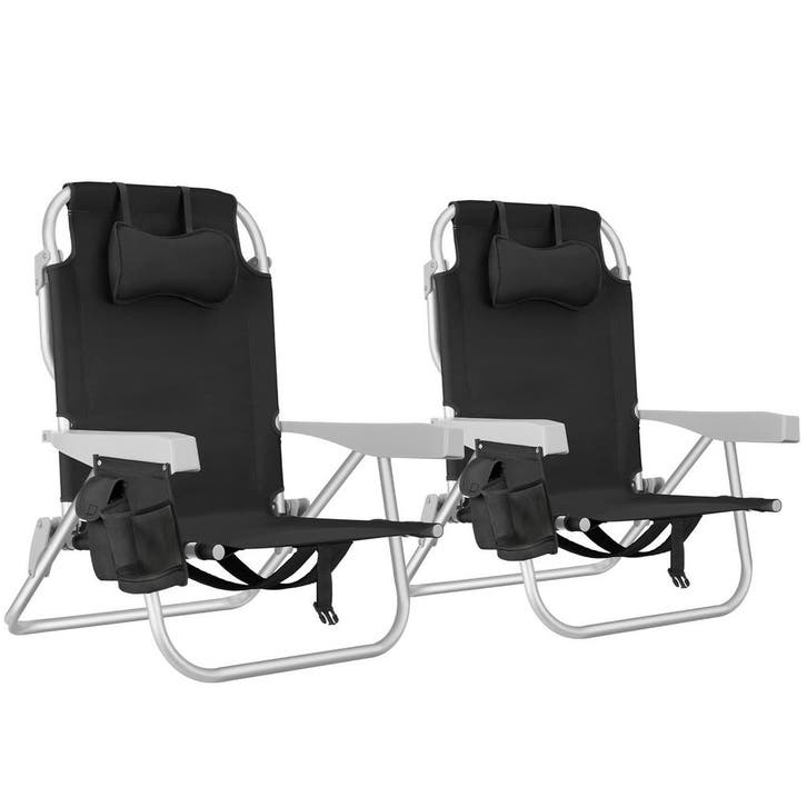 tectake Aluminium strandstoel Coral, opvouwbaar met rugzakfu, Tuin en Terras, Tuinmeubel-accessoires, Verzenden