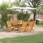 vidaXL Tuin Eettafel Set 7 pcs Bruin Massief Acacia Hout, Verzenden