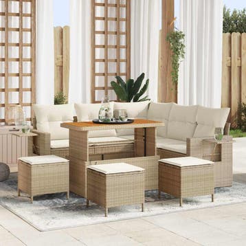 vidaXL Tuinbank Set 10 st 7-Aantal zitplaatsen Beige en, Verzenden