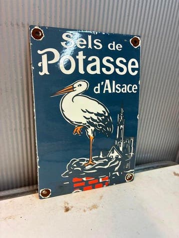 Sels de Potasse d’Alsace – Ooievaar – Emaille Reclamebord -