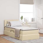 vidaXL Opbergbed met LED met hoofdeinde Crème 100 x 200 cm, Verzenden, Nieuw