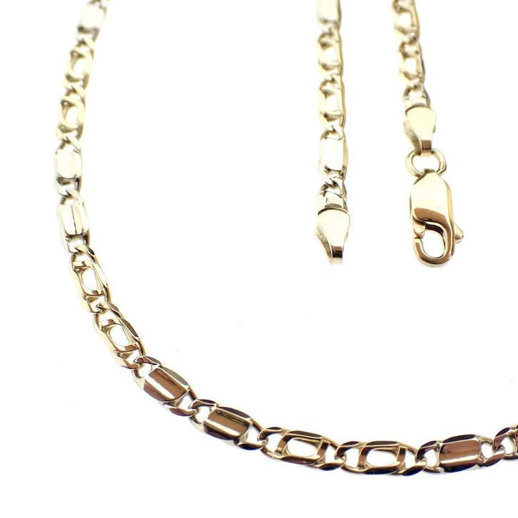 Bicolor gouden Figaro schakelketting, Bijoux, Sacs & Beauté, Colliers, Enlèvement ou Envoi