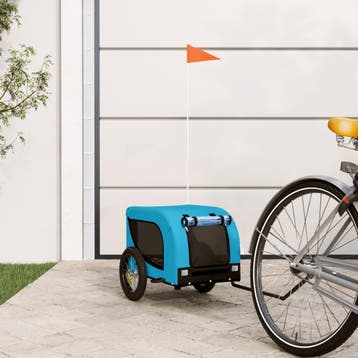 vidaXL Hondenfietstrailer oxford stof en ijzer blauw en, Verzenden