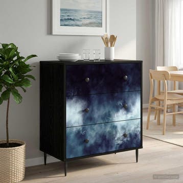 vidaXL Ladekast RAALTE Blauwe marmerprint 66 x 36,5 x 76 cm, Verzenden