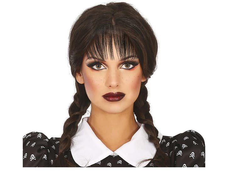 Zwarte Pruik met Vlechten Pony, Hobby & Loisirs créatifs, Articles de fête, Envoi