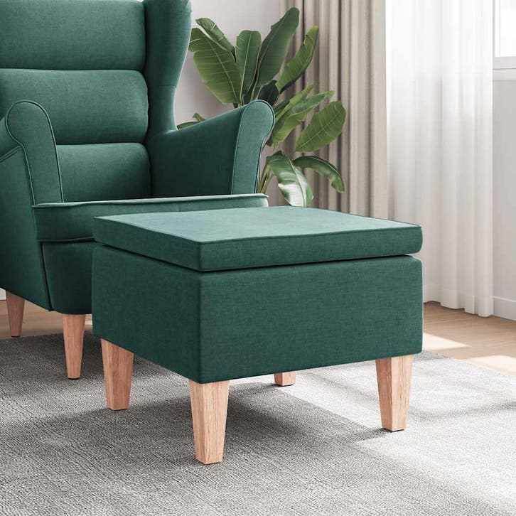 vidaXL Kruk met houten poten stof donkergroen, Huis en Inrichting, Stoelen, Nieuw, Verzenden