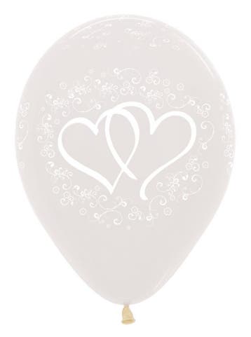 Ballonnen Entwinted Hearts Crystal Clear 30cm 25st, Verzenden