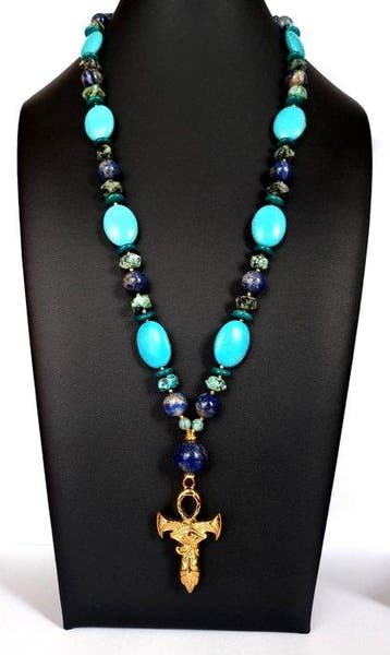 Lapis-Lazuli, Turquoise en Howlite – Koninklijke Halsketting