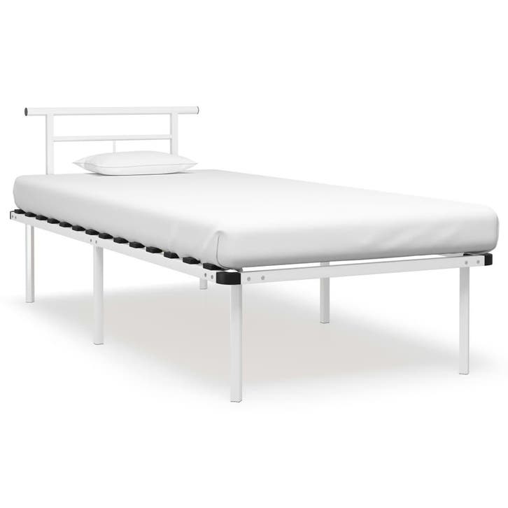 vidaXL Bedframe metaal wit 90x200 cm, Huis en Inrichting, Slaapkamer | Bedden, Nieuw, Verzenden