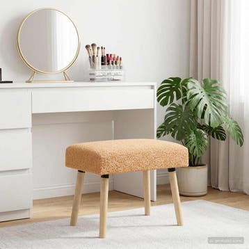vidaXL Bank Effen Beige 60 x 40 x 45 cm Bouclé, Verzenden
