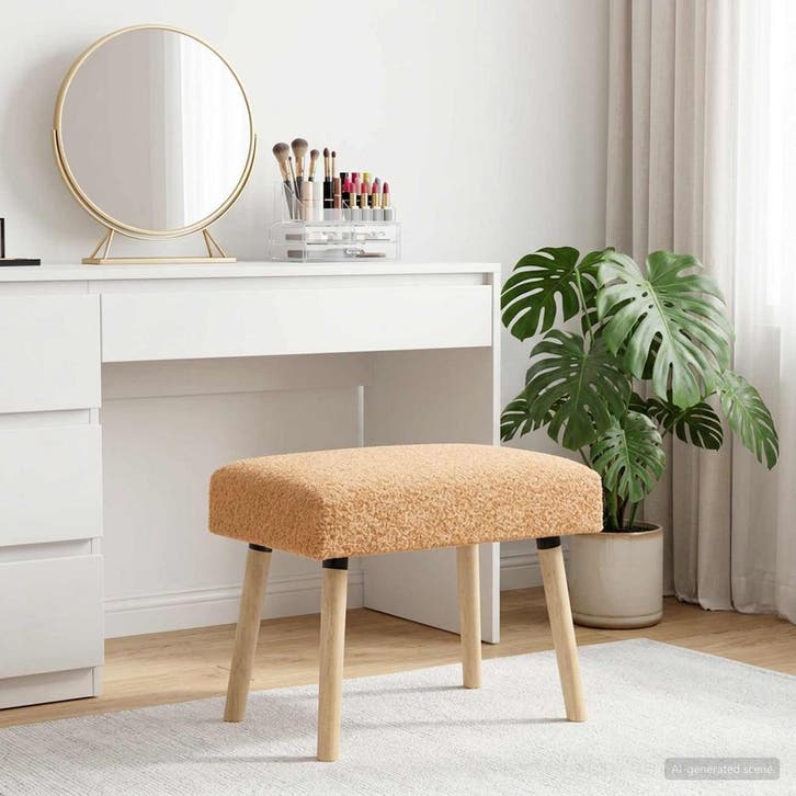 vidaXL Bank Effen Beige 60 x 40 x 45 cm Bouclé, Maison & Meubles, Maison & Meubles | Autre, Envoi