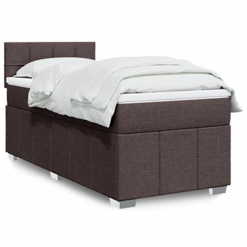 vidaXL Boxspring met matras stof donkerbruin 90x200 cm, Verzenden