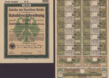 Duitsland. Anleihe des Deutschen Reichs (5 x) 1922 (Zonder