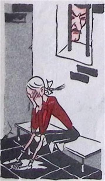 Huilende vrouw in de gevangenis (lijst optie, Lithos), Antiek en Kunst, Verzenden