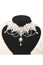 Ketting Choker Wit Kant Lolita Lingerie Witte Kanten Collar, Ophalen of Verzenden, Nieuw, Wit