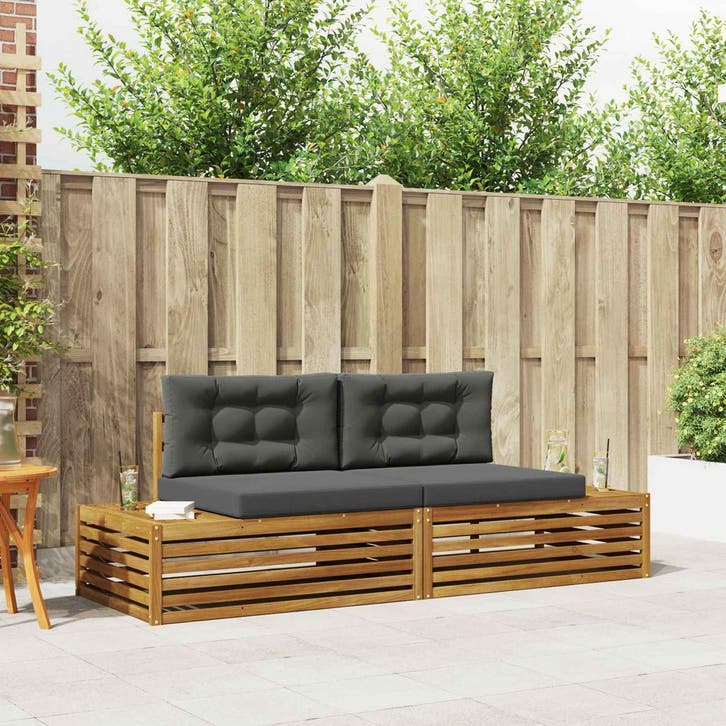 vidaXL Buiten bank set Natuurlijk en Antraciet 203,5 x 83 x, Tuin en Terras, Tuinsets en Loungesets, Nieuw, Verzenden