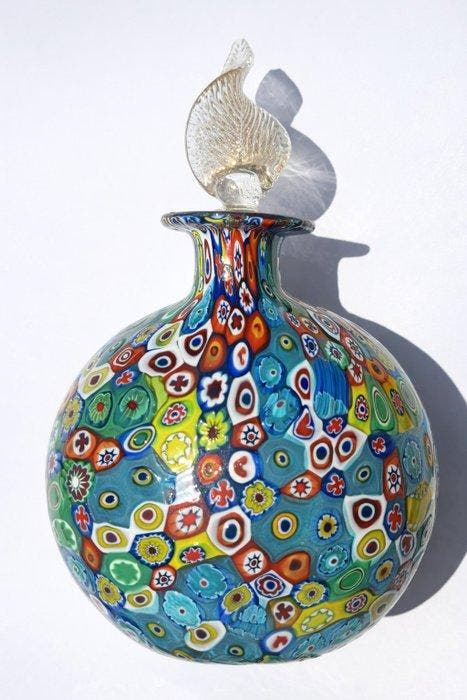 Parfumfles - Muranoglas - Millefiori met kurk 24k, Antiek en Kunst, Antiek | Glaswerk en Kristal