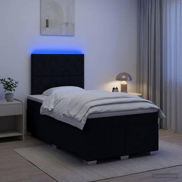 vidaXL Boxspringbed met matras met hoofdeinde Zwart 120 x, Verzenden