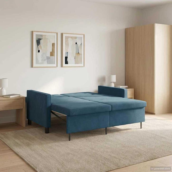 vidaXL Slaapbank / zetel Blauw Stof, Maison & Meubles, Canapés | Salons, Envoi