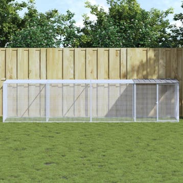 vidaXL Kippenhok met dak 403x98x90 cm gegalvaniseerd staal, Verzenden