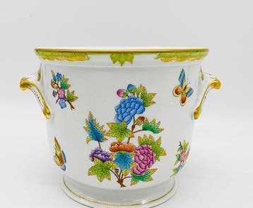 Herend - Bloempot - Koningin Victoria - Porselein - 1. Keuze, Antiquités & Art