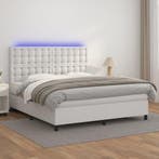 vidaXL Boxspring met matras en LED kunstleer wit 180x200 cm, Huis en Inrichting, Verzenden, Nieuw